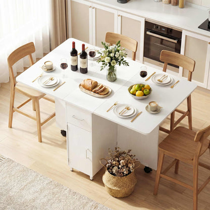 Folding Dining Table with Storage Drawer, 51''L x 31''W Drop Leaf Dining Table