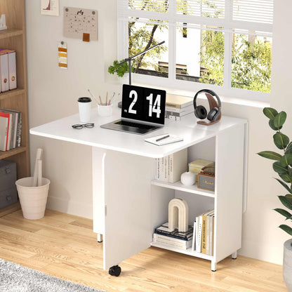 Folding Dining Table with Storage Drawer, 51''L x 31''W Drop Leaf Dining Table