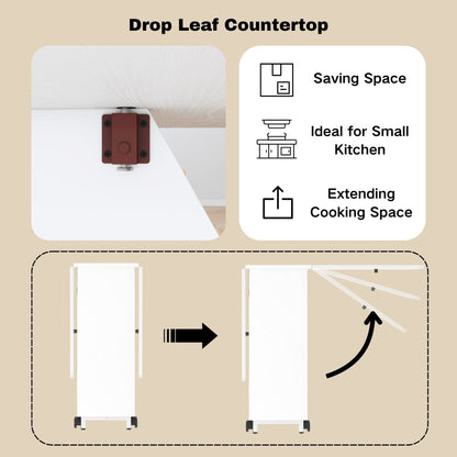 Folding Dining Table with Storage Drawer, 51''L x 31''W Drop Leaf Dining Table