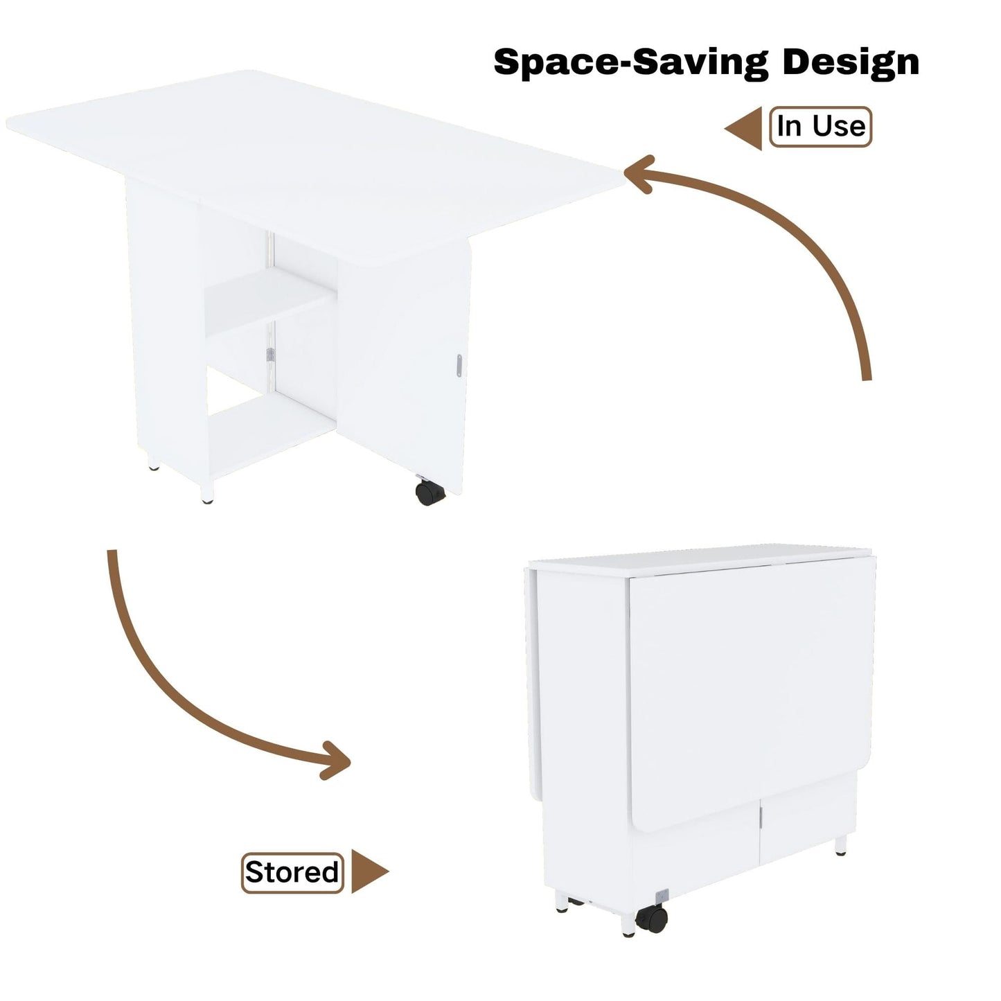 Folding Dining Table with Storage Drawer, 51''L x 31''W Drop Leaf Dining Table