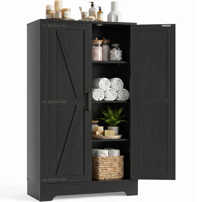 43.3'' Tall Small Farmhouse Bathroom Cabinet with Adjustable Shelves
