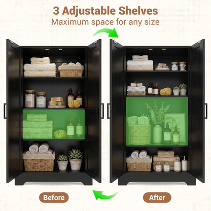 43.3'' Tall Small Farmhouse Bathroom Cabinet with Adjustable Shelves