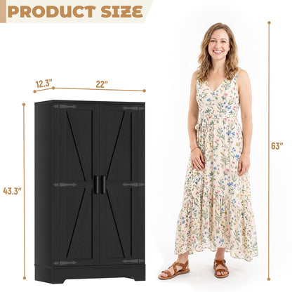 43.3'' Tall Small Farmhouse Bathroom Cabinet with Adjustable Shelves