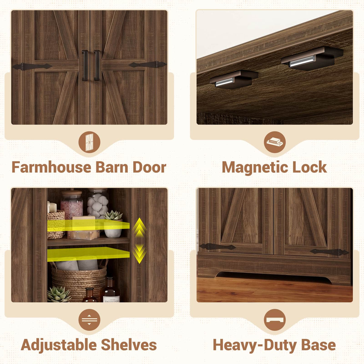 43.3'' Tall Small Farmhouse Bathroom Cabinet with Adjustable Shelves