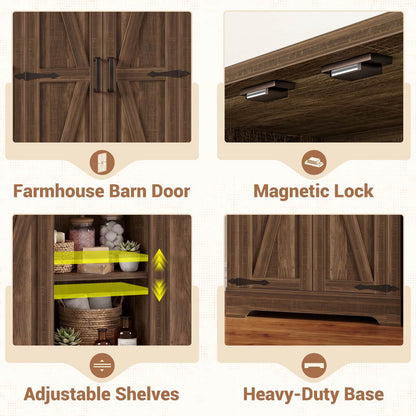 43.3'' Tall Small Farmhouse Bathroom Cabinet with Adjustable Shelves