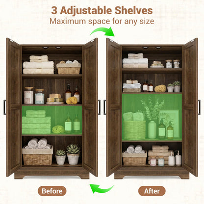 43.3'' Tall Small Farmhouse Bathroom Cabinet with Adjustable Shelves