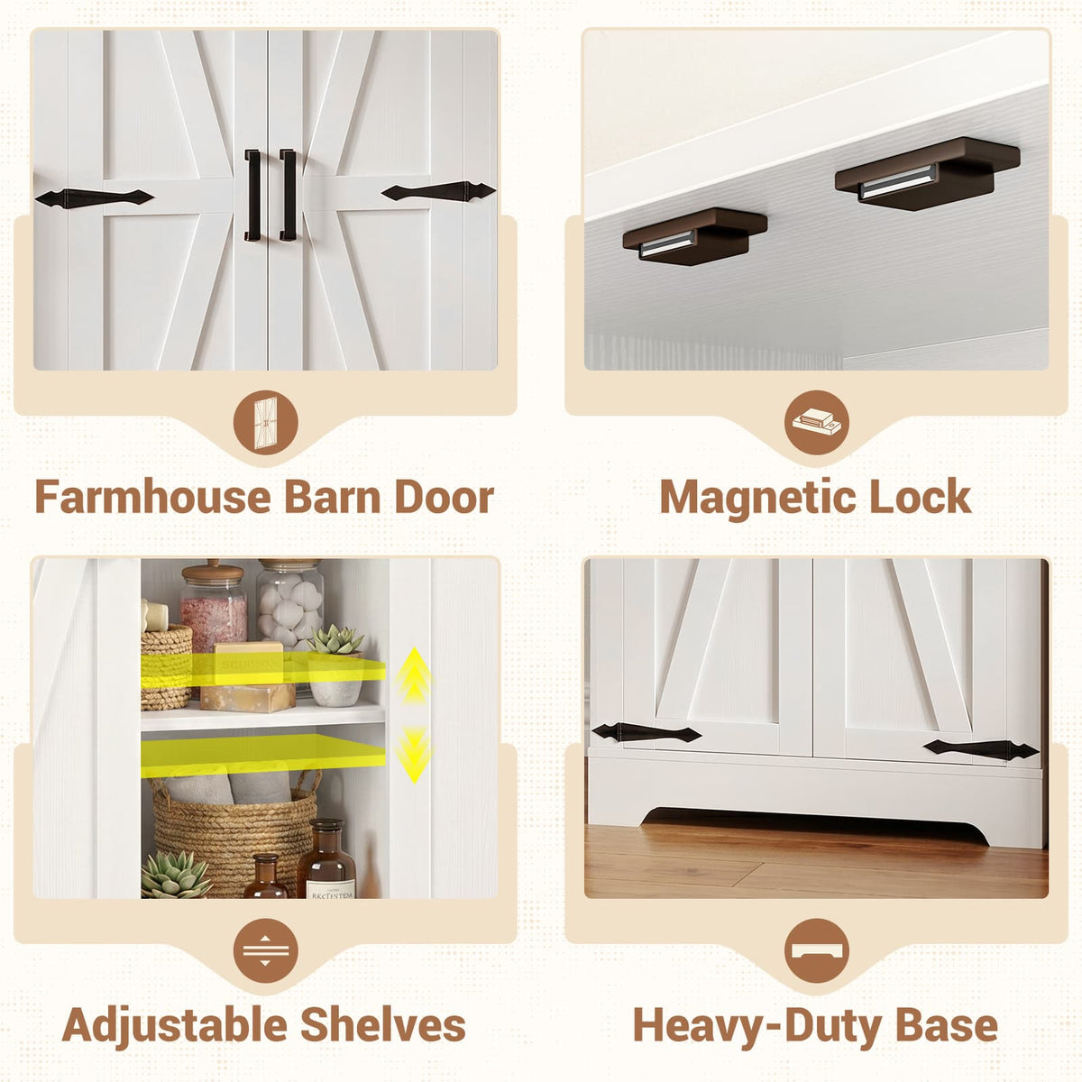 43.3'' Tall Small Farmhouse Bathroom Cabinet with Adjustable Shelves