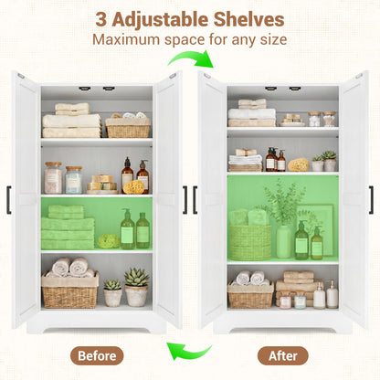43.3'' Tall Small Farmhouse Bathroom Cabinet with Adjustable Shelves