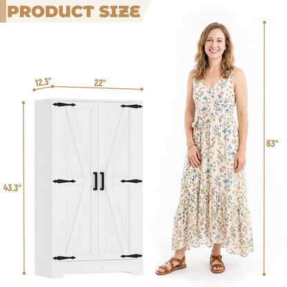 43.3'' Tall Small Farmhouse Bathroom Cabinet with Adjustable Shelves
