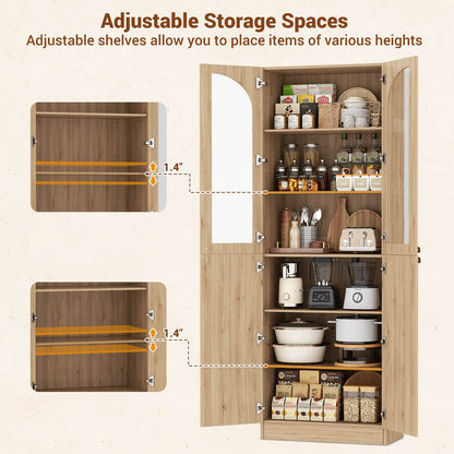 47.2'' Wide 6-Tier Arched Bathroom Cabinet with Doors and Adjustable Shelves, Set of 2