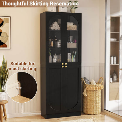 47.2'' Wide 6-Tier Arched Bathroom Cabinet with Doors and Adjustable Shelves, Set of 2