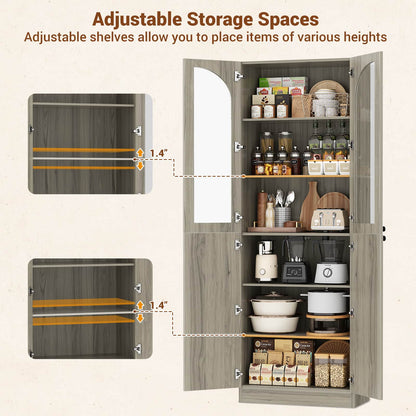 47.2'' Wide 6-Tier Arched Bathroom Cabinet with Doors and Adjustable Shelves, Set of 2