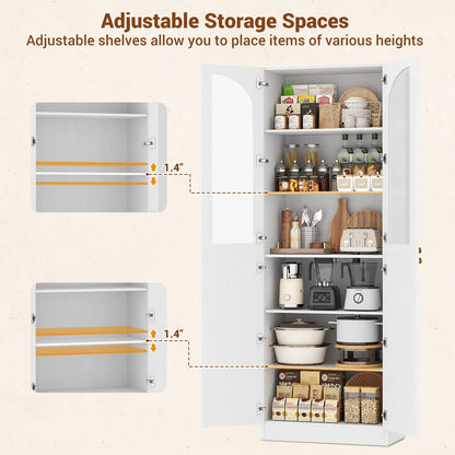 47.2'' Wide 6-Tier Arched Bathroom Cabinet with Doors and Adjustable Shelves, Set of 2