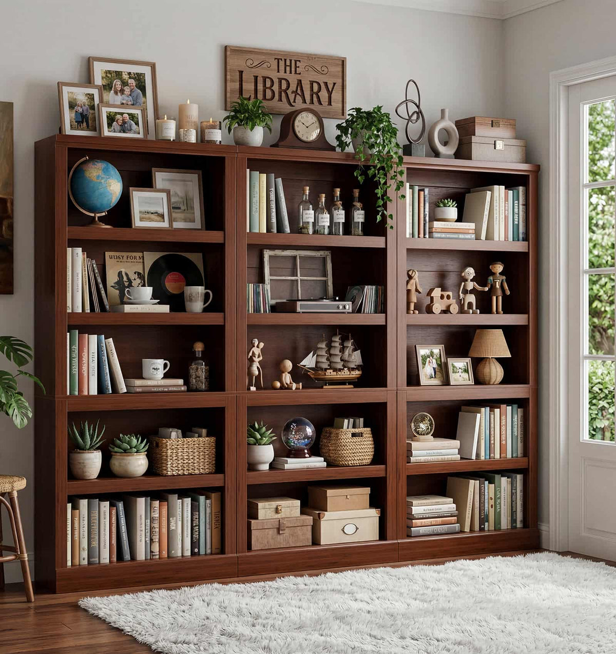 71” Tall Bookcase with Adjustable Storage Shelves