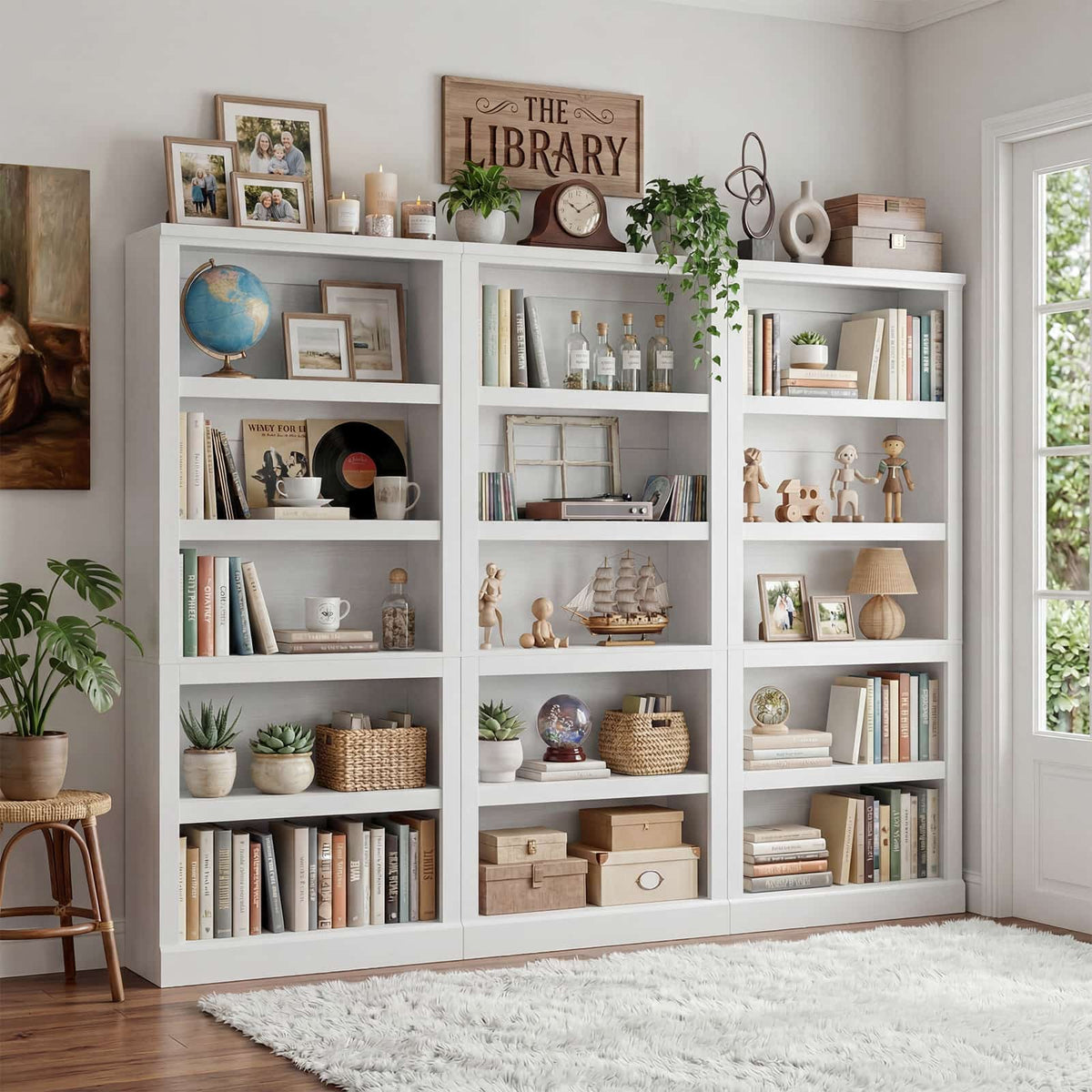71” Tall Bookcase with Adjustable Storage Shelves