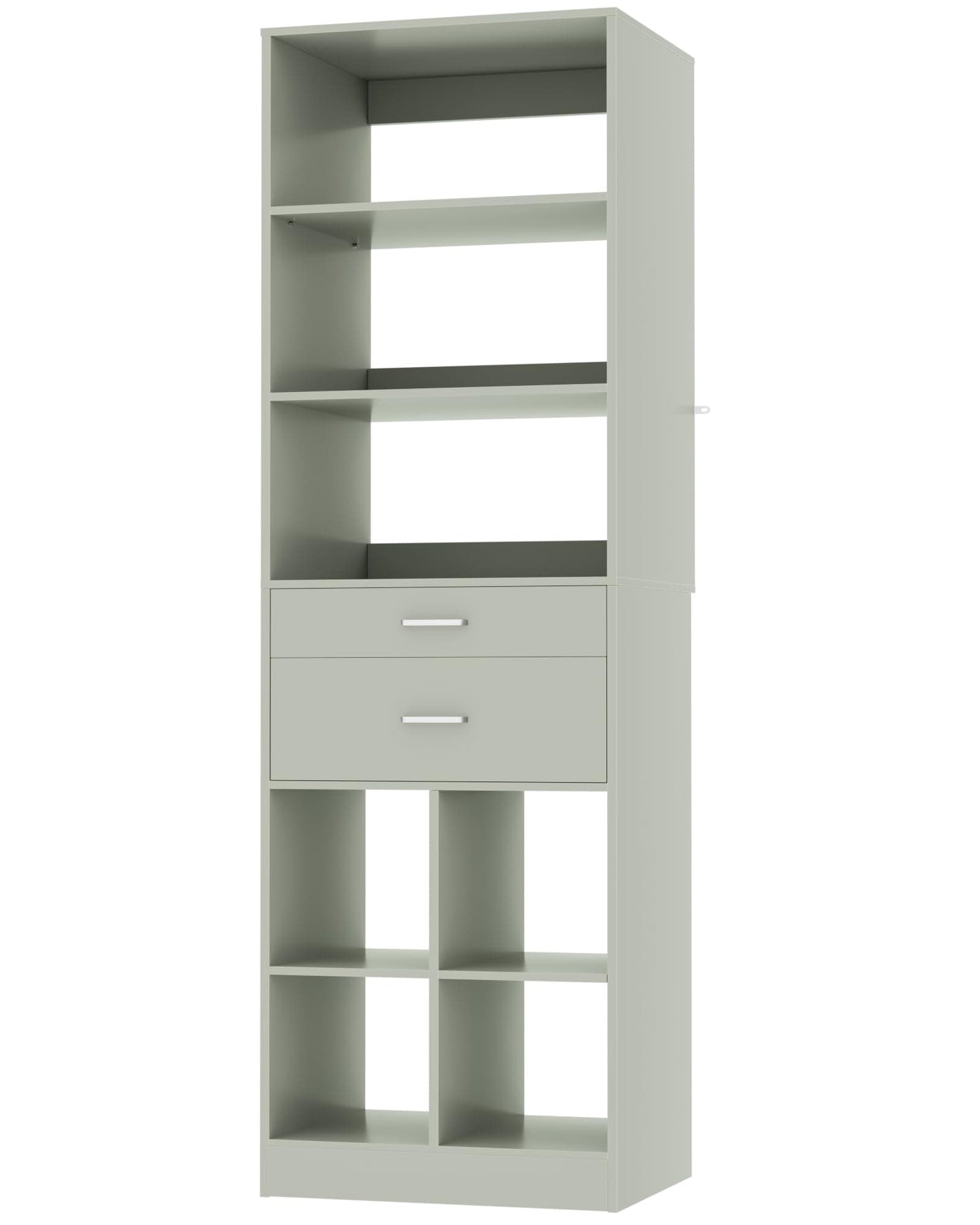 22" Floor-Standing Closet System, Multi-Tiered Wardrobe Storage Unit with Adjustable Shelves & Smooth-Glide Drawers