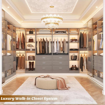 Freestanding Closet System with 3 Sets, 87.2" Closet Organizer System , Reversible L Shaped Walk-in Closets,