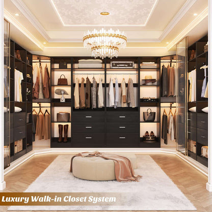 Freestanding Closet System with 3 Sets, 87.2" Closet Organizer System , Reversible L Shaped Walk-in Closets,