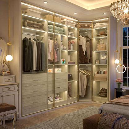 Freestanding Closet System with 3 Sets, 87.2" Closet Organizer System , Reversible L Shaped Walk-in Closets,