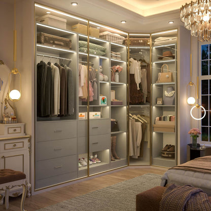 Freestanding Closet System with 3 Sets, 87.2" Closet Organizer System , Reversible L Shaped Walk-in Closets,