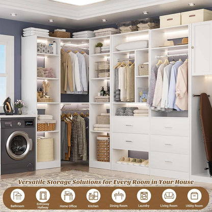 Freestanding Closet System with 3 Sets, 87.2" Closet Organizer System , Reversible L Shaped Walk-in Closets,
