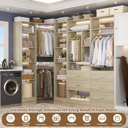 Freestanding Closet System with 3 Sets, 87.2" Closet Organizer System , Reversible L Shaped Walk-in Closets,