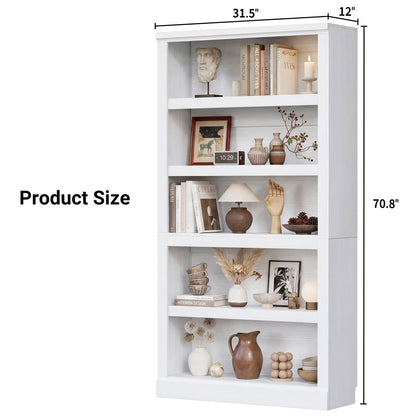 71” Tall Bookcase with Adjustable Storage Shelves