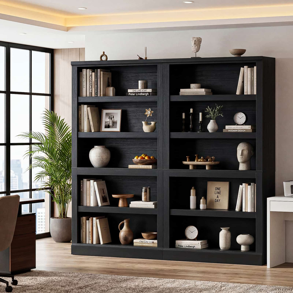 71” Tall Bookcase with Adjustable Storage Shelves