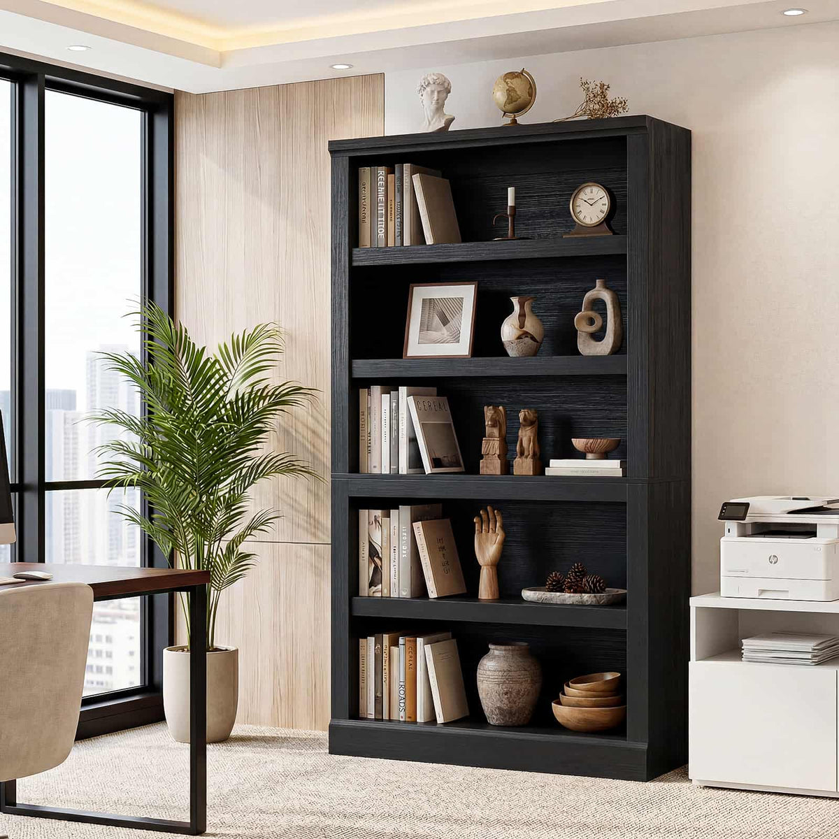 71” Tall Bookcase with Adjustable Storage Shelves
